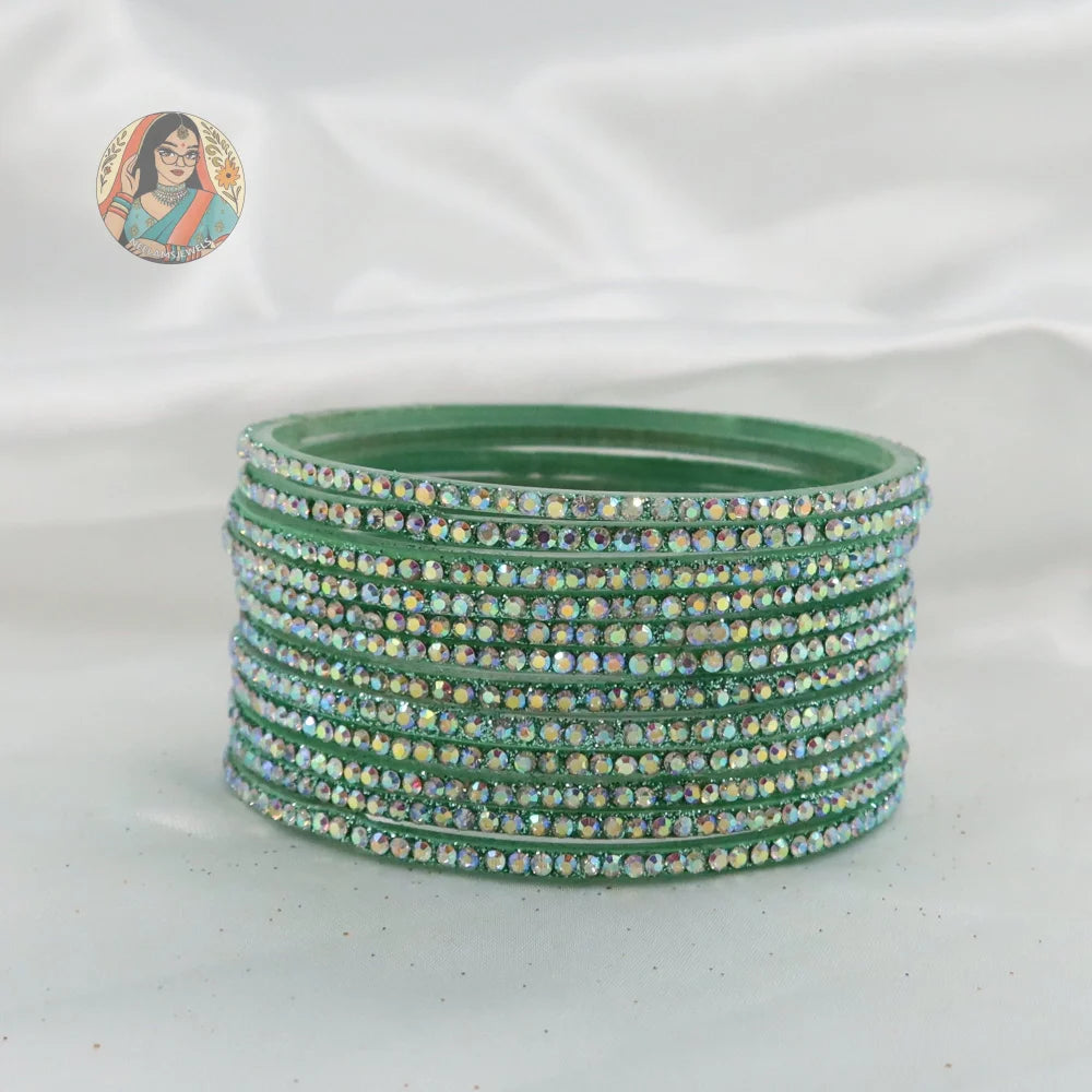 ’Seafoam’ Bebo Glitter Glass Bangle Set