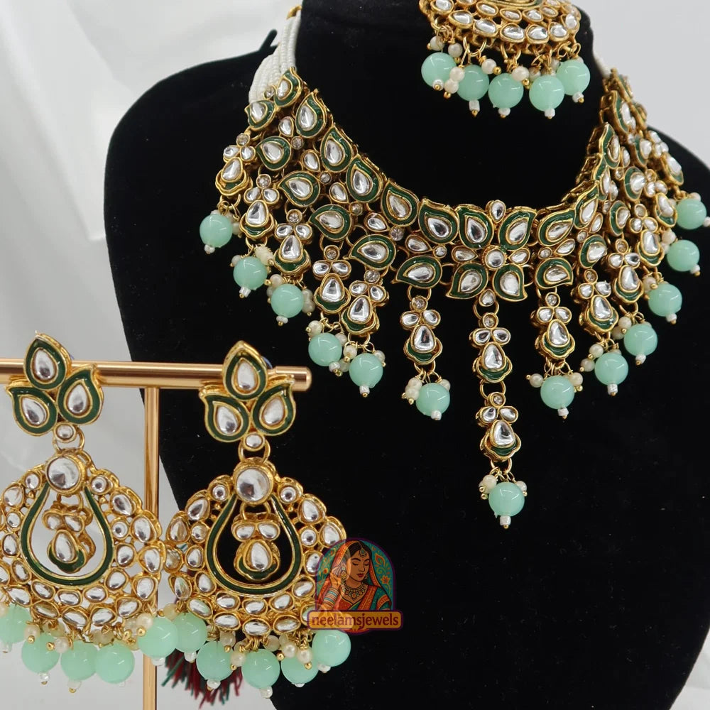 Seerat Kundan Set (Mint Green)