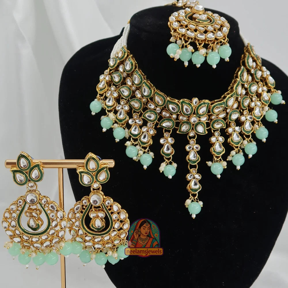 Seerat Kundan Set (Mint Green)