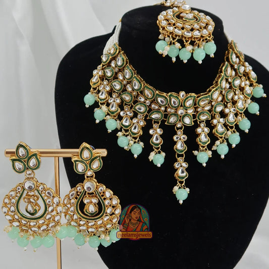 Seerat Kundan Set (Mint Green)