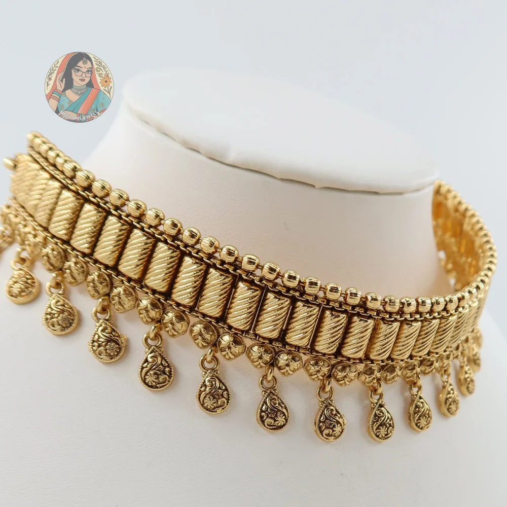 Shazana Gold Choker Necklace Set