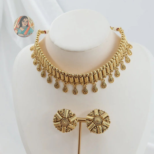 Shazana Gold Choker Necklace Set