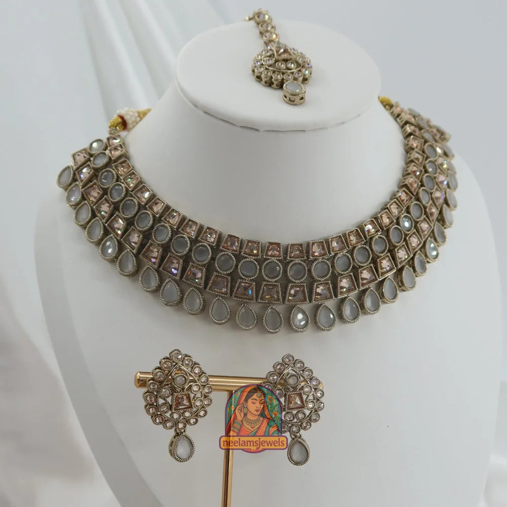 Shehnaaz Necklace Set (Grey)