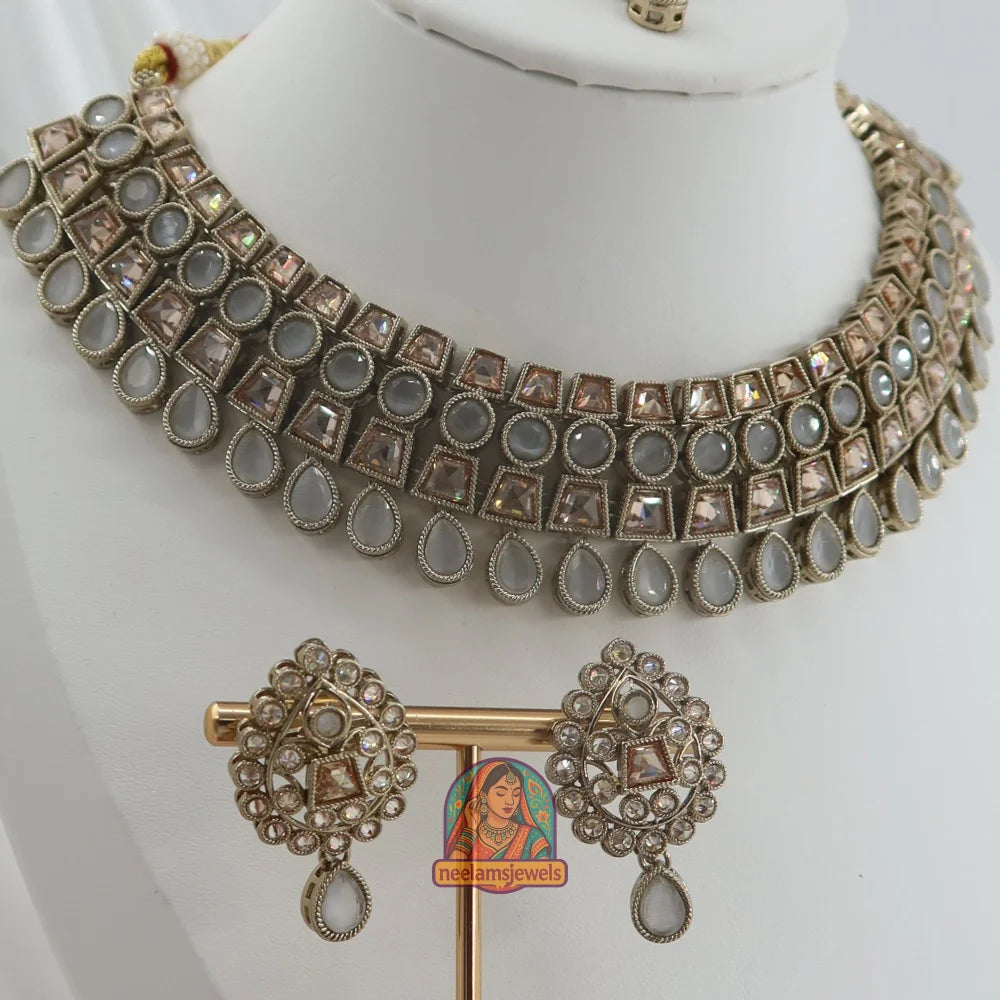 Shehnaaz Necklace Set (Grey)