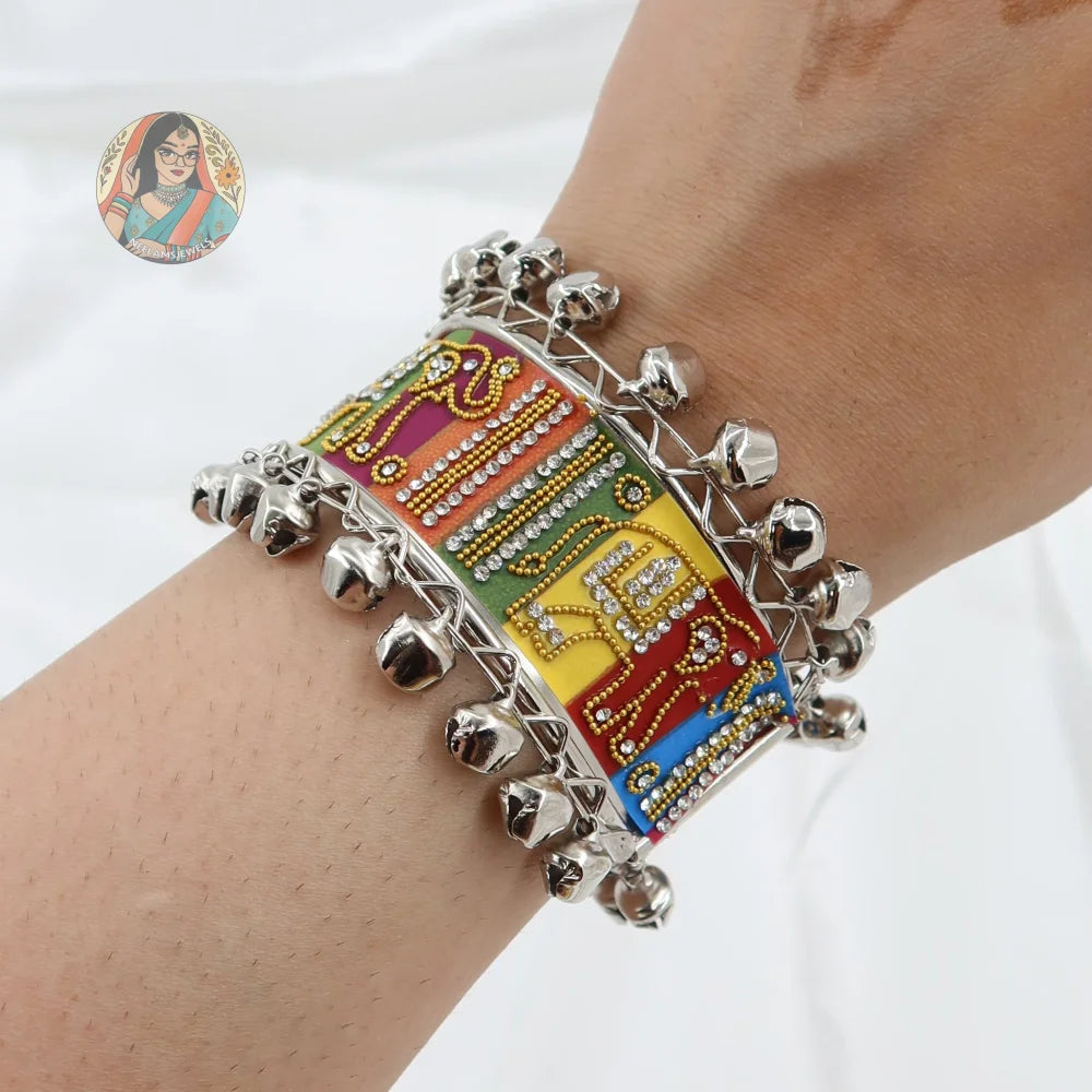 Silver Adjustable Beadwork Kada
