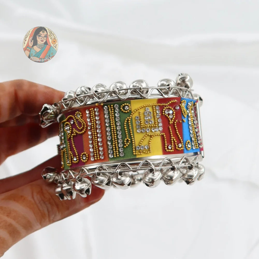 Silver Adjustable Beadwork Kada - A