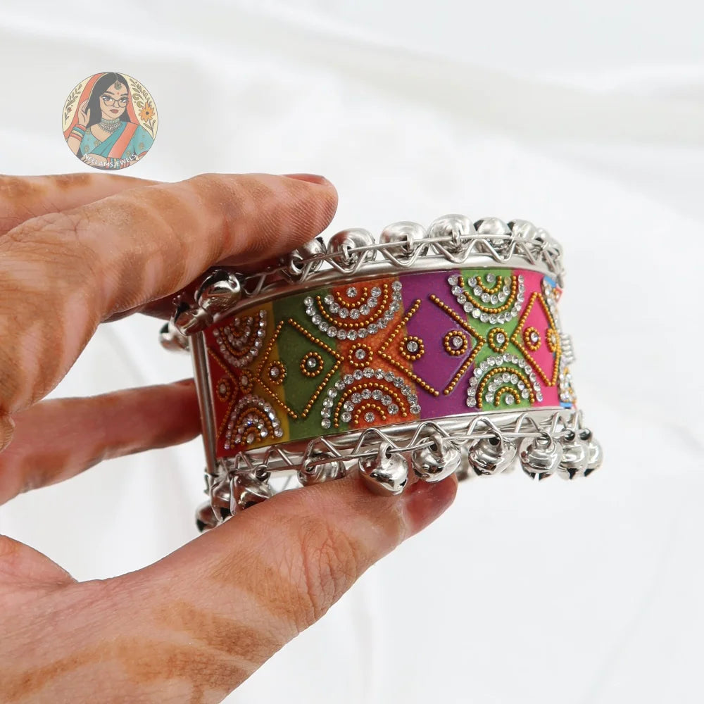 Silver Adjustable Beadwork Kada - B