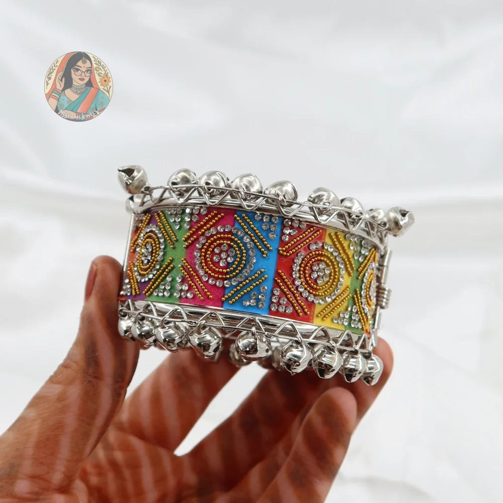 Silver Adjustable Beadwork Kada - C