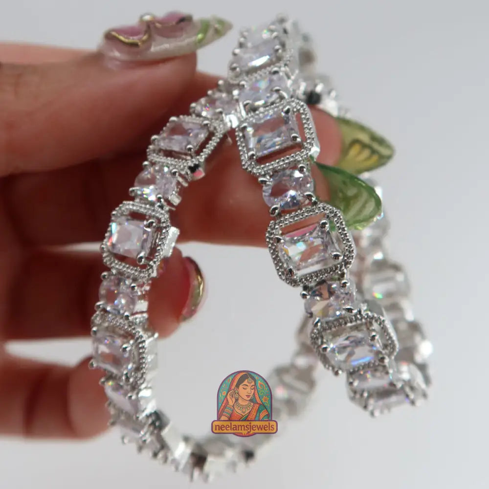 Silver Box Cut Bangles