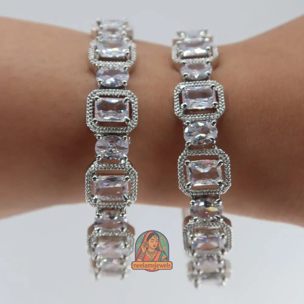 Silver Box Cut Bangles