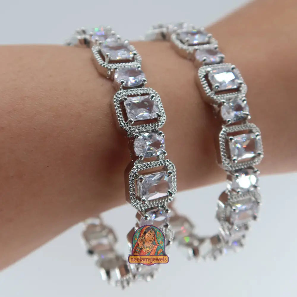 Silver Box Cut Bangles