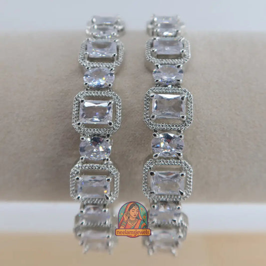 Silver Box Cut Bangles