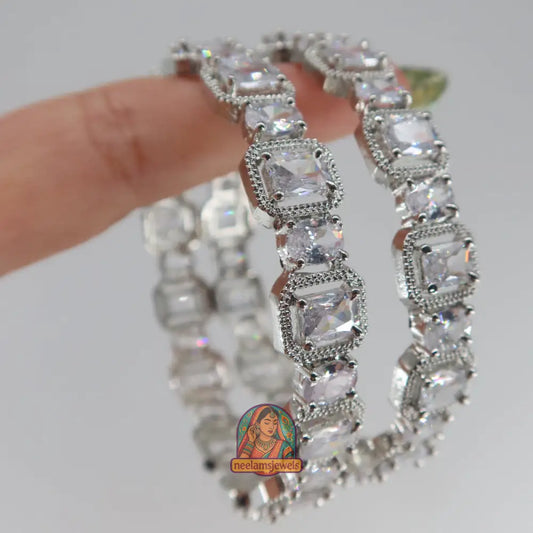 Silver Box Cut Bangles