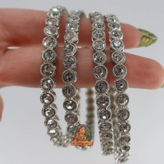 Silver Circle Stone Bangles 2.10