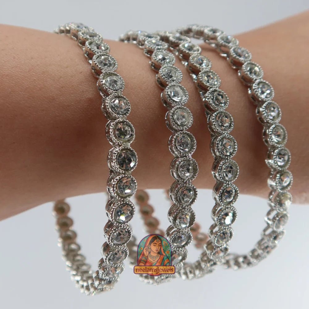 Silver Circle Stone Bangles 2.10