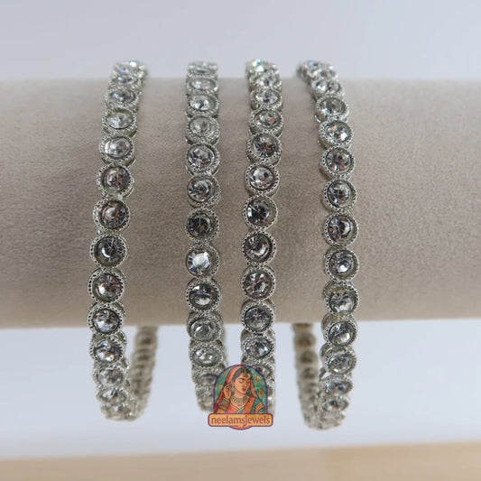 Silver Circle Stone Bangles 2.10