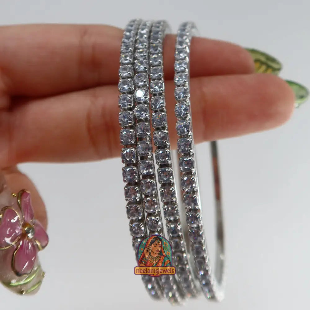 Silver Crystal Bangles