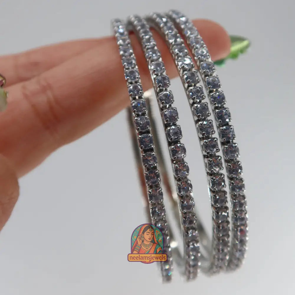 Silver Crystal Bangles