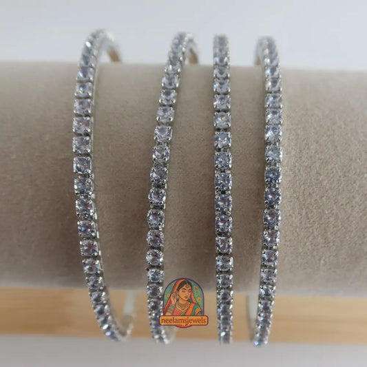 Silver Crystal Bangles