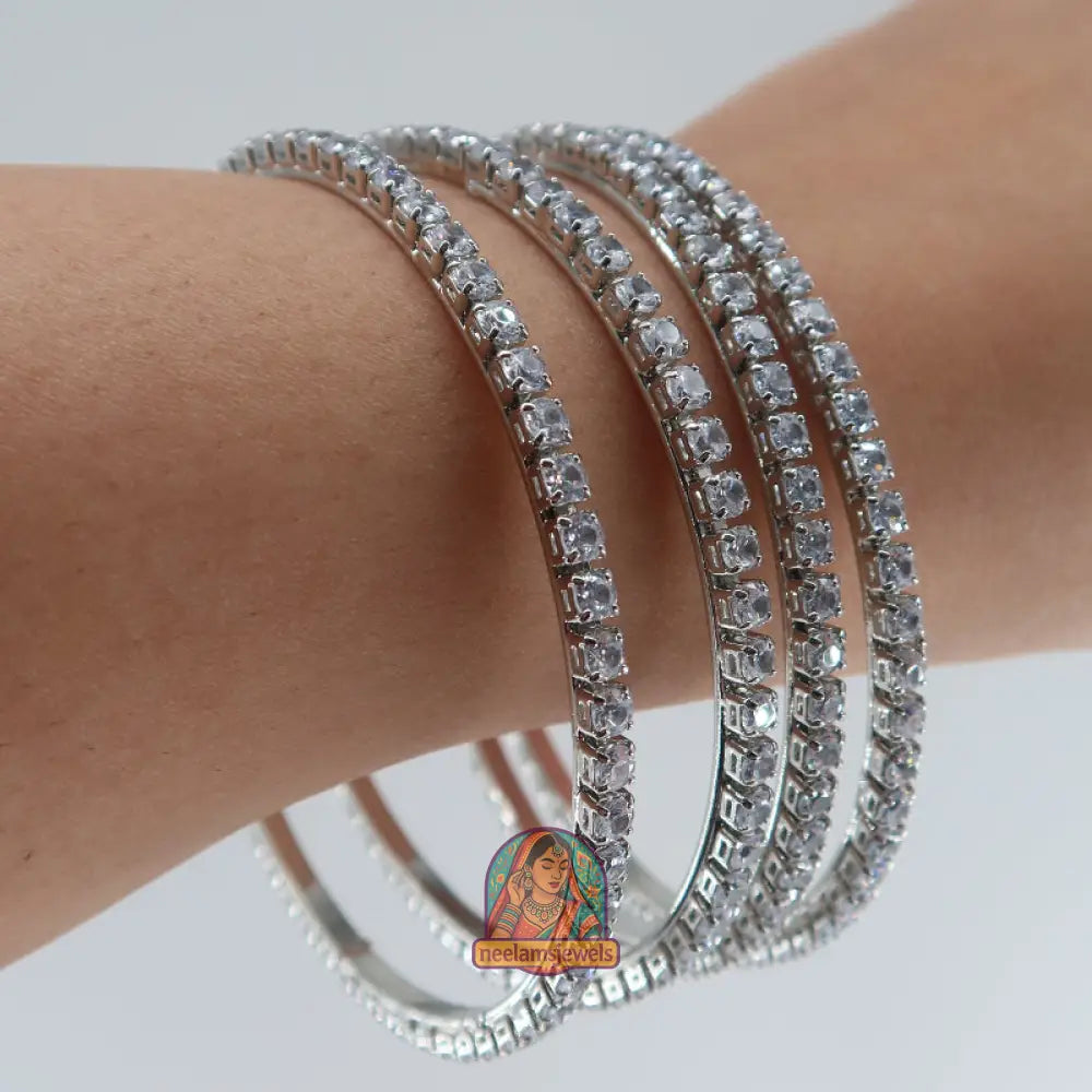 Silver Crystal Bangles