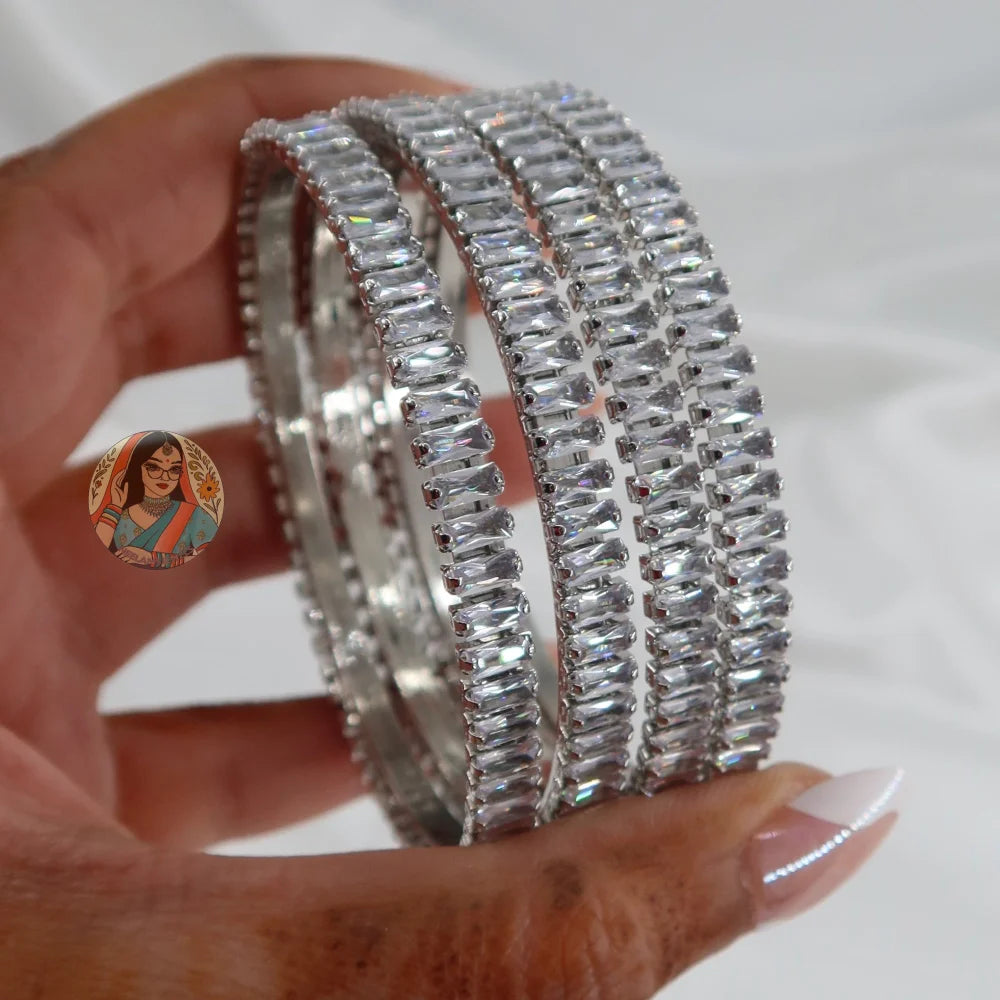 Silver Gemstone Bangles (4)