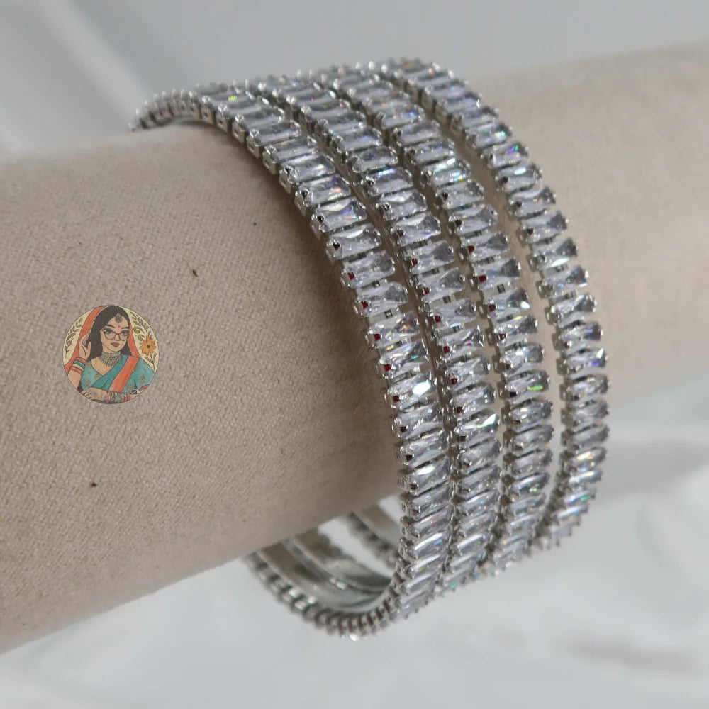 Silver Gemstone Bangles (4)