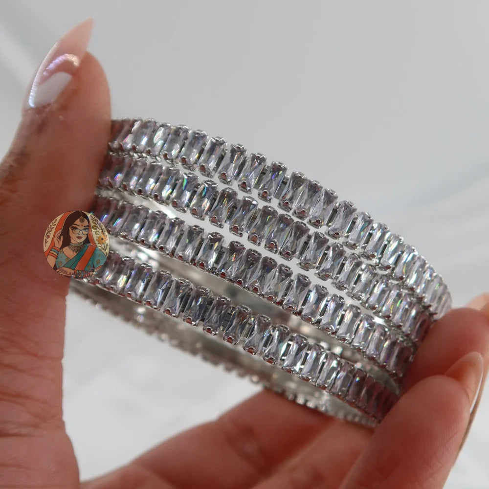 Silver Gemstone Bangles (4)