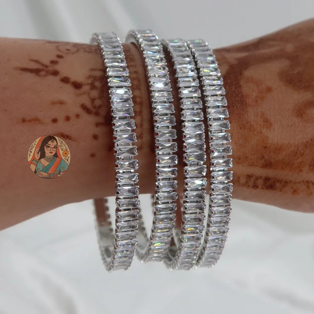 Silver Gemstone Bangles (4)