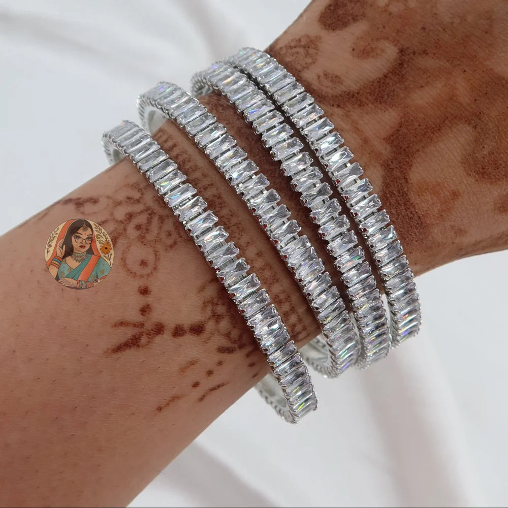 Silver Gemstone Bangles (4)