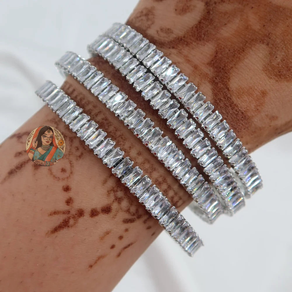 Silver Gemstone Bangles (4)