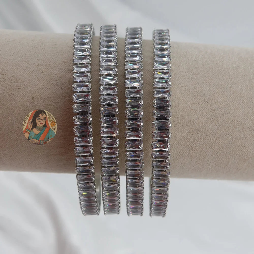 Silver Gemstone Bangles (4)
