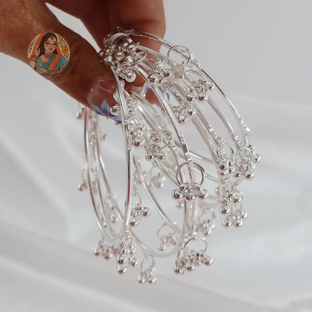 Silver Ghungroo Mini Bangle Set