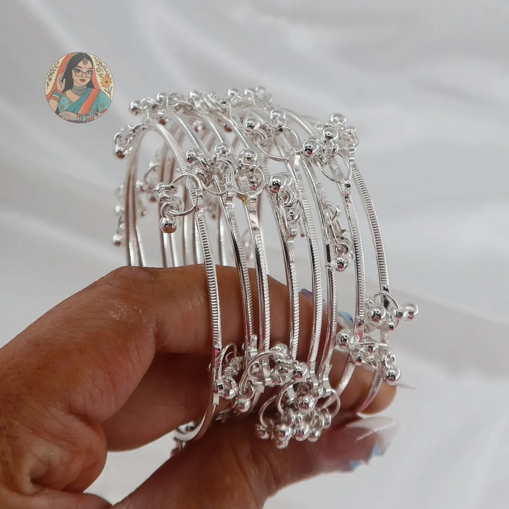 Silver Ghungroo Mini Bangle Set