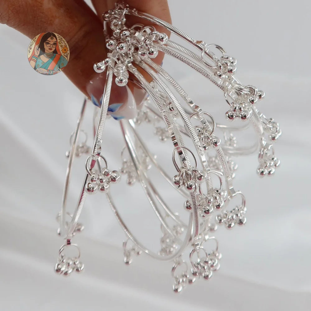 Silver Ghungroo Mini Bangle Set