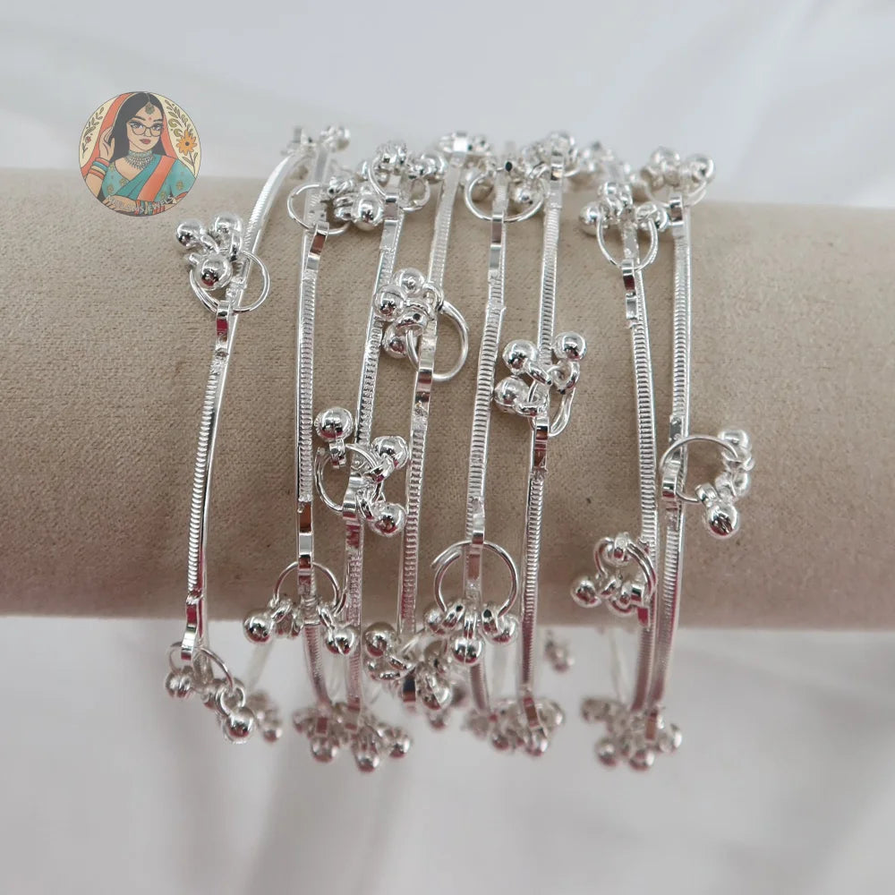 Silver Ghungroo Mini Bangle Set