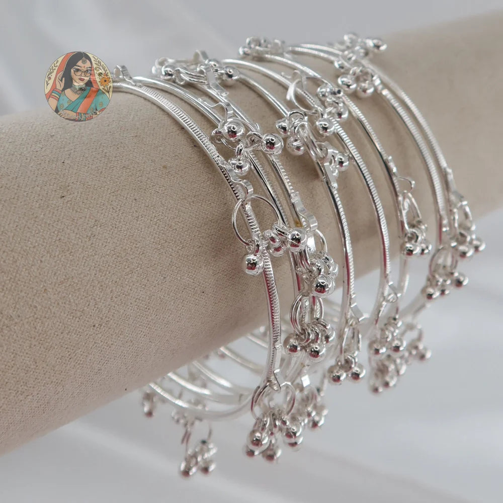 Silver Ghungroo Mini Bangle Set