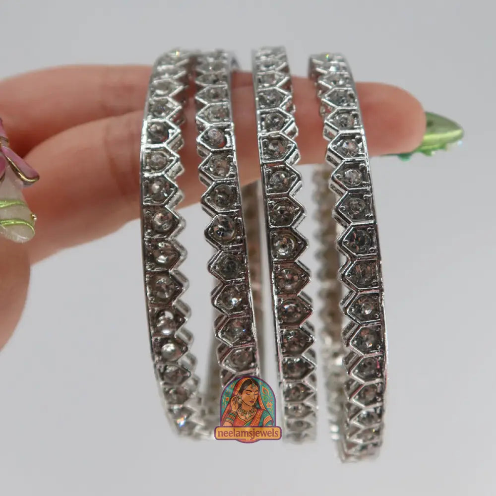 Silver Hexagon Bangles 2.10