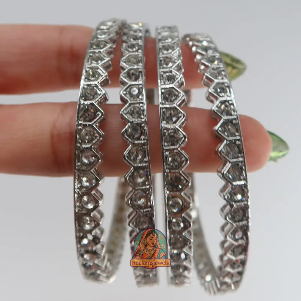 Silver Hexagon Bangles 2.10