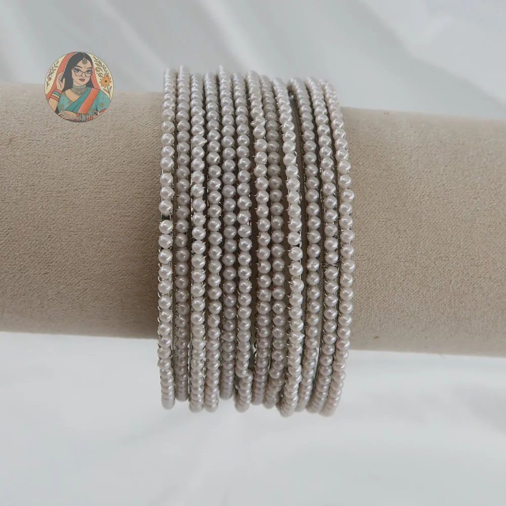 Silver Pearl Bangles