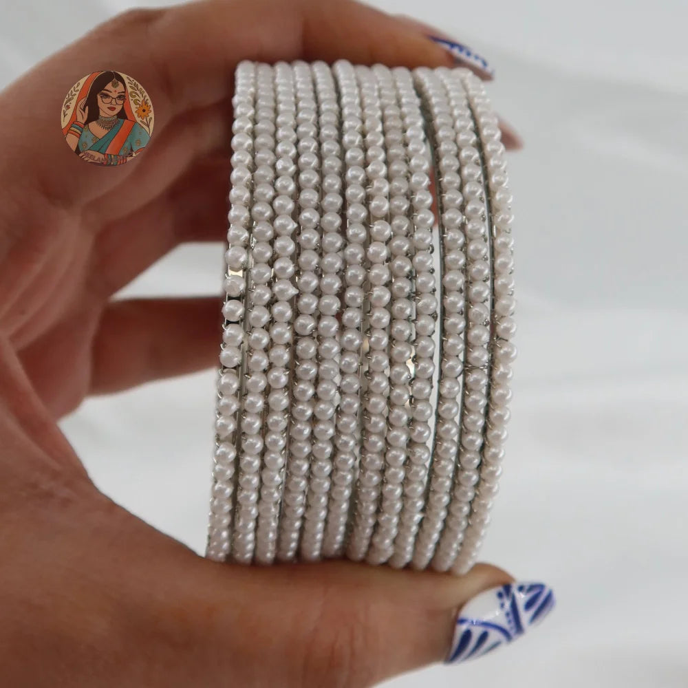 Silver Pearl Bangles