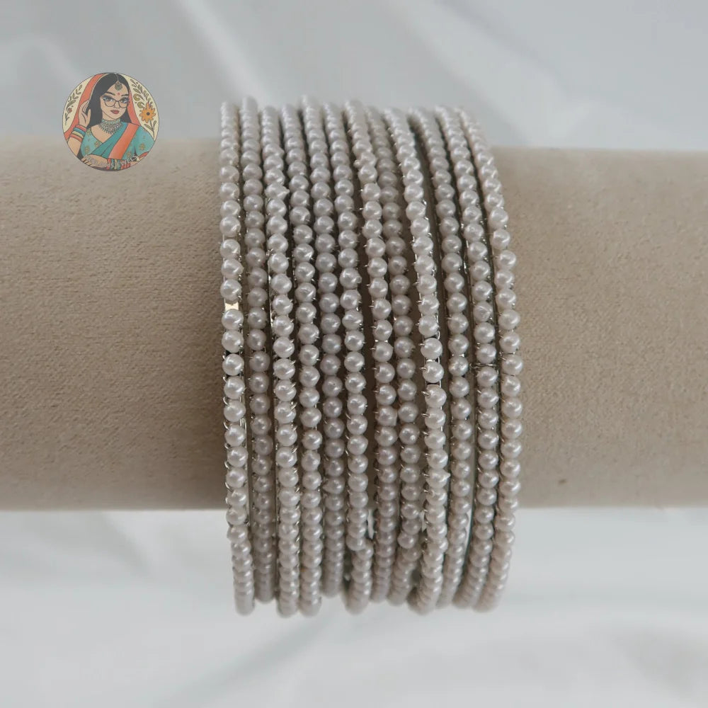 Silver Pearl Bangles