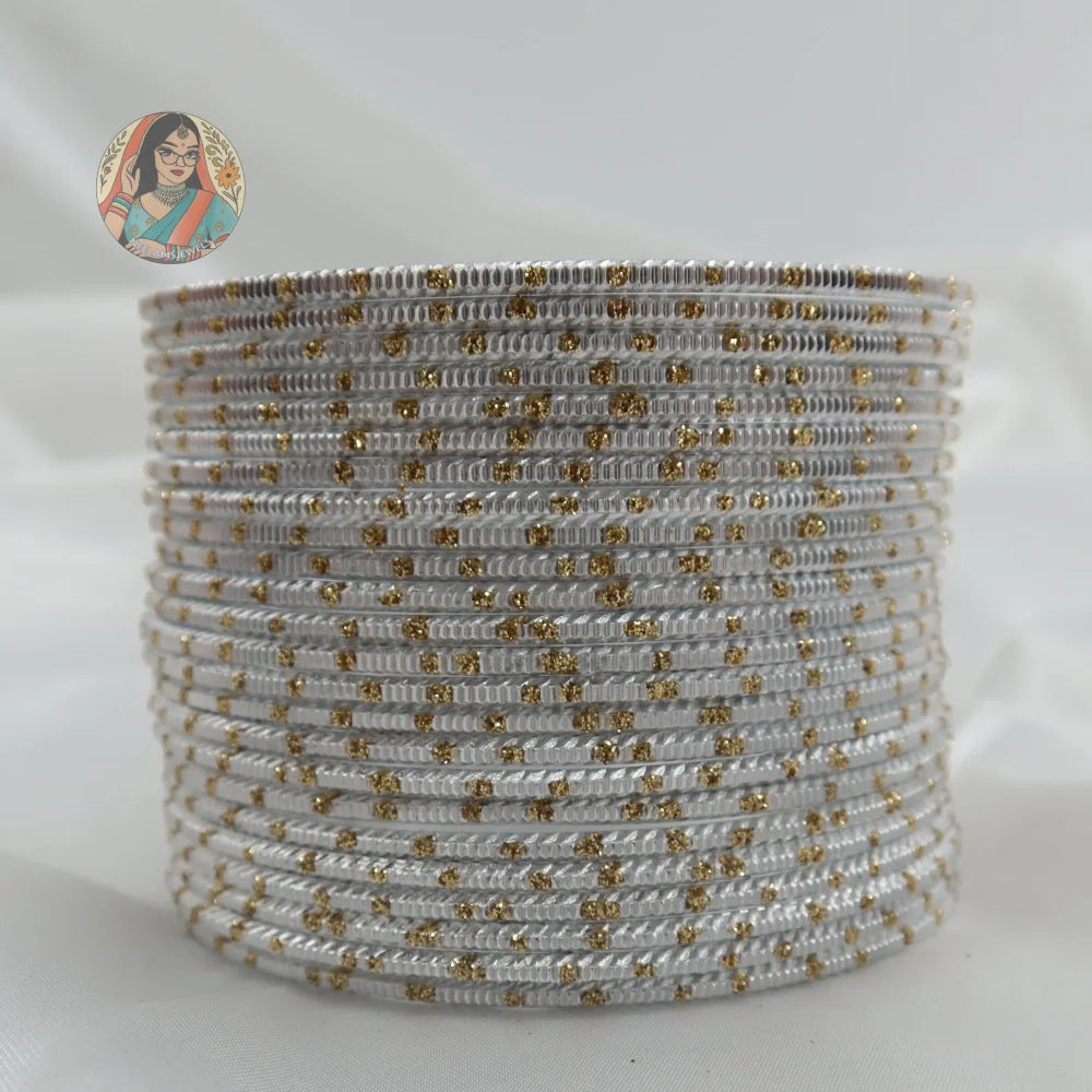 ’Silver’ Shiny Gold Dotted Bangle Set