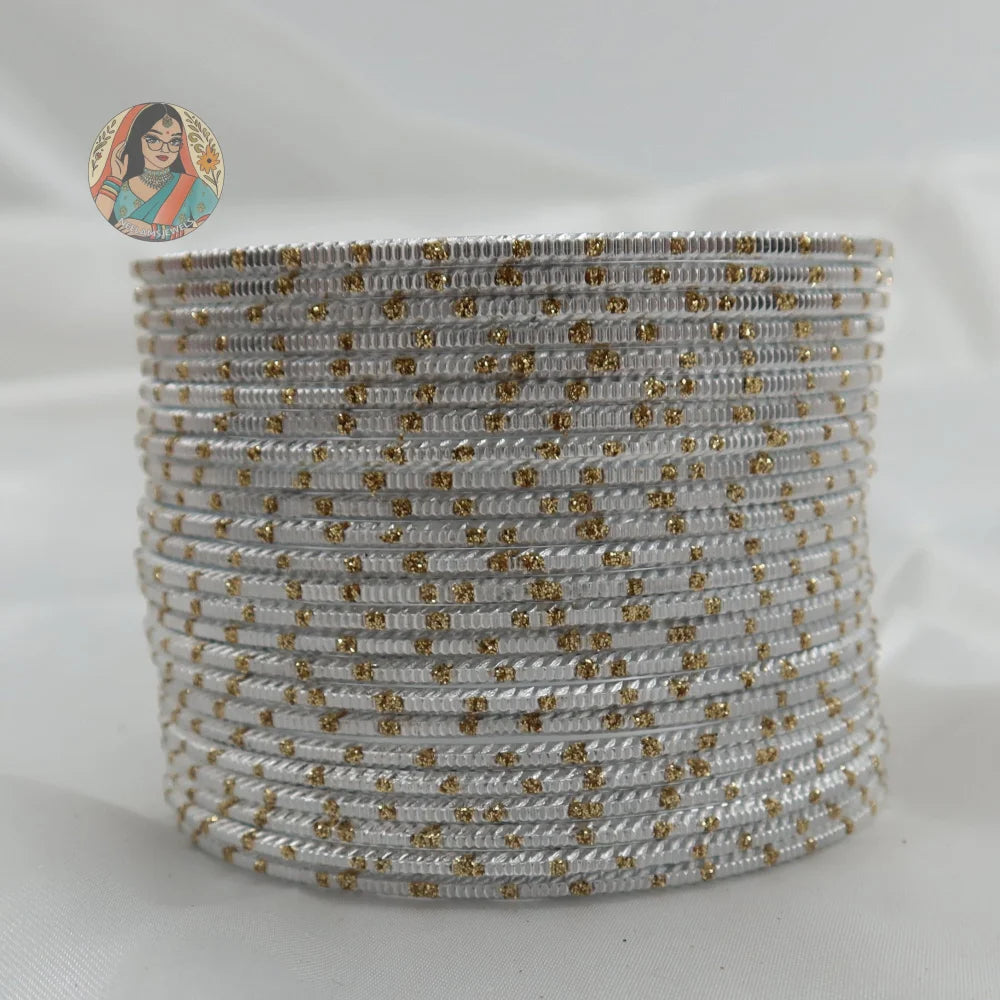 ’Silver’ Shiny Gold Dotted Bangle Set