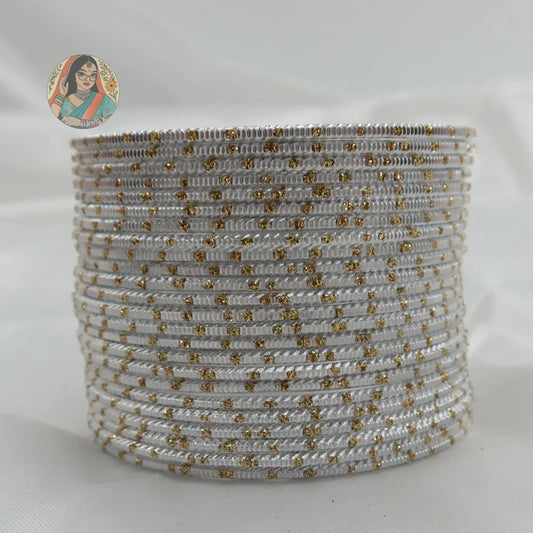 ’Silver’ Shiny Gold Dotted Bangle Set