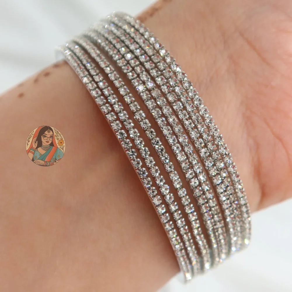 Silver Sparkle Bangles (8)