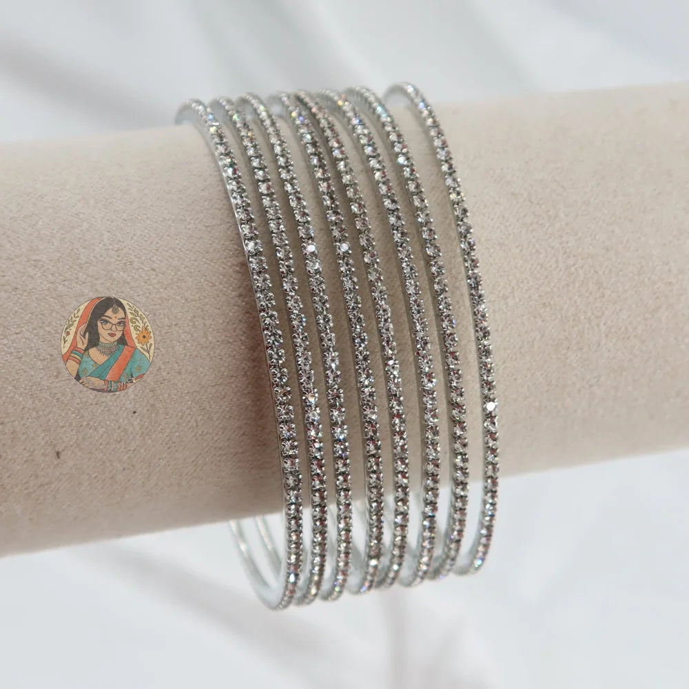 Silver Sparkle Bangles (8)
