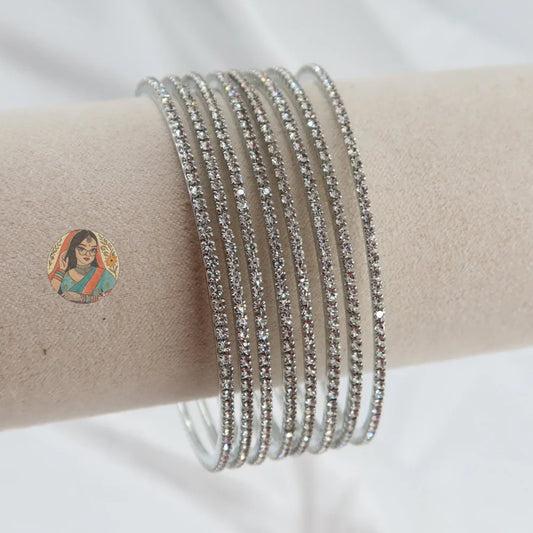 Silver Sparkle Bangles (8)