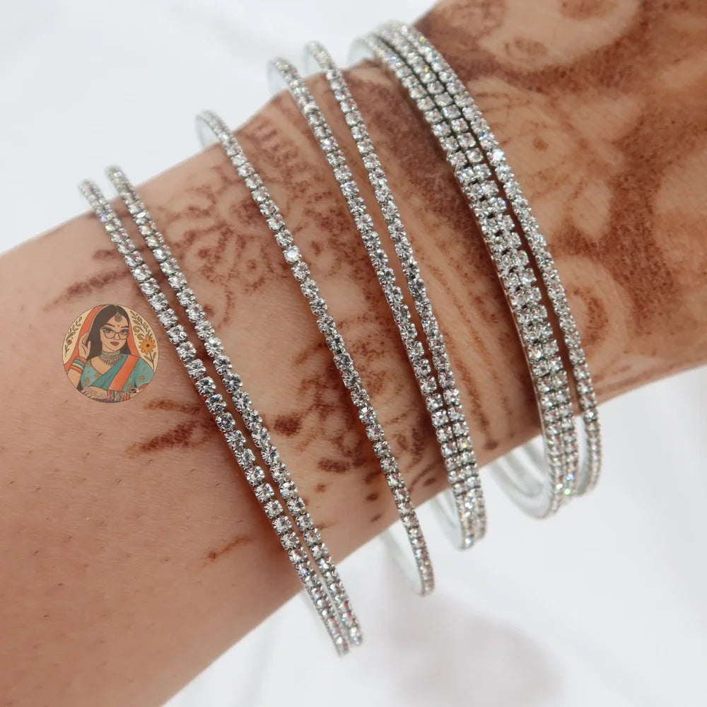 Silver Sparkle Bangles (8)