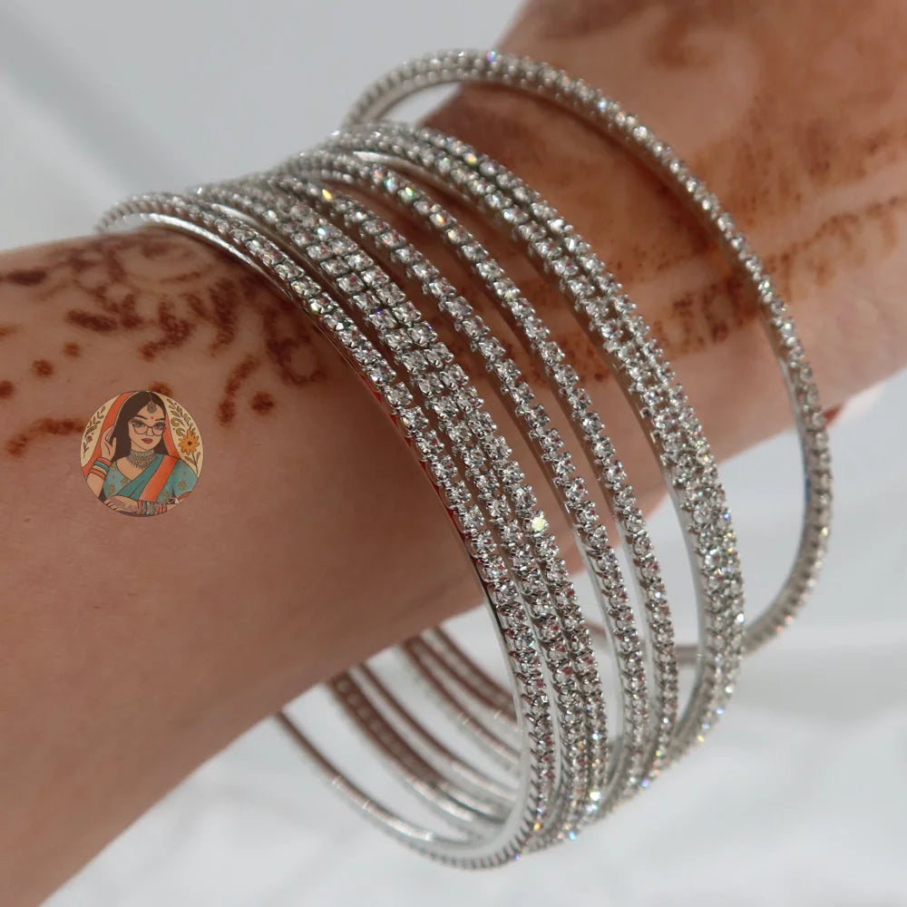 Silver Sparkle Bangles (8)
