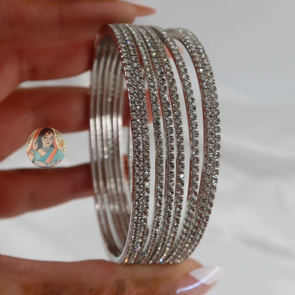 Silver Sparkle Bangles (8)